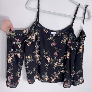 Cut-Out Shoulder Long Sleeve Blouse - XL